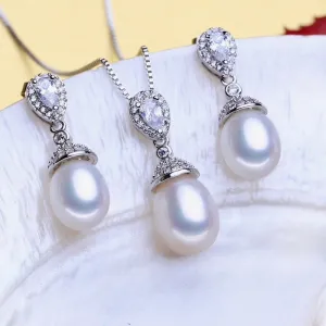 "Toulouse" - Sterling Silver and Natural Pearl Bridal Jewelry Set