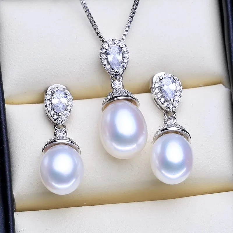 "Toulouse" - Sterling Silver and Natural Pearl Bridal Jewelry Set