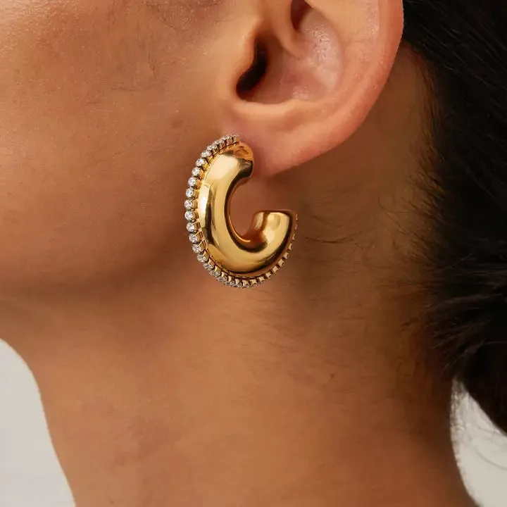 Rhinestone Hoop Earrings