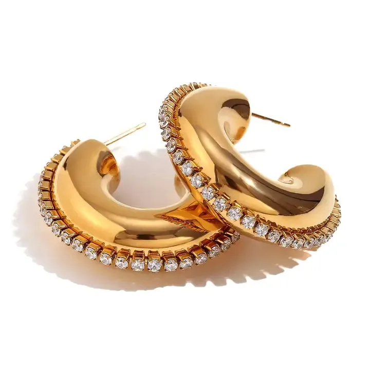 Rhinestone Hoop Earrings