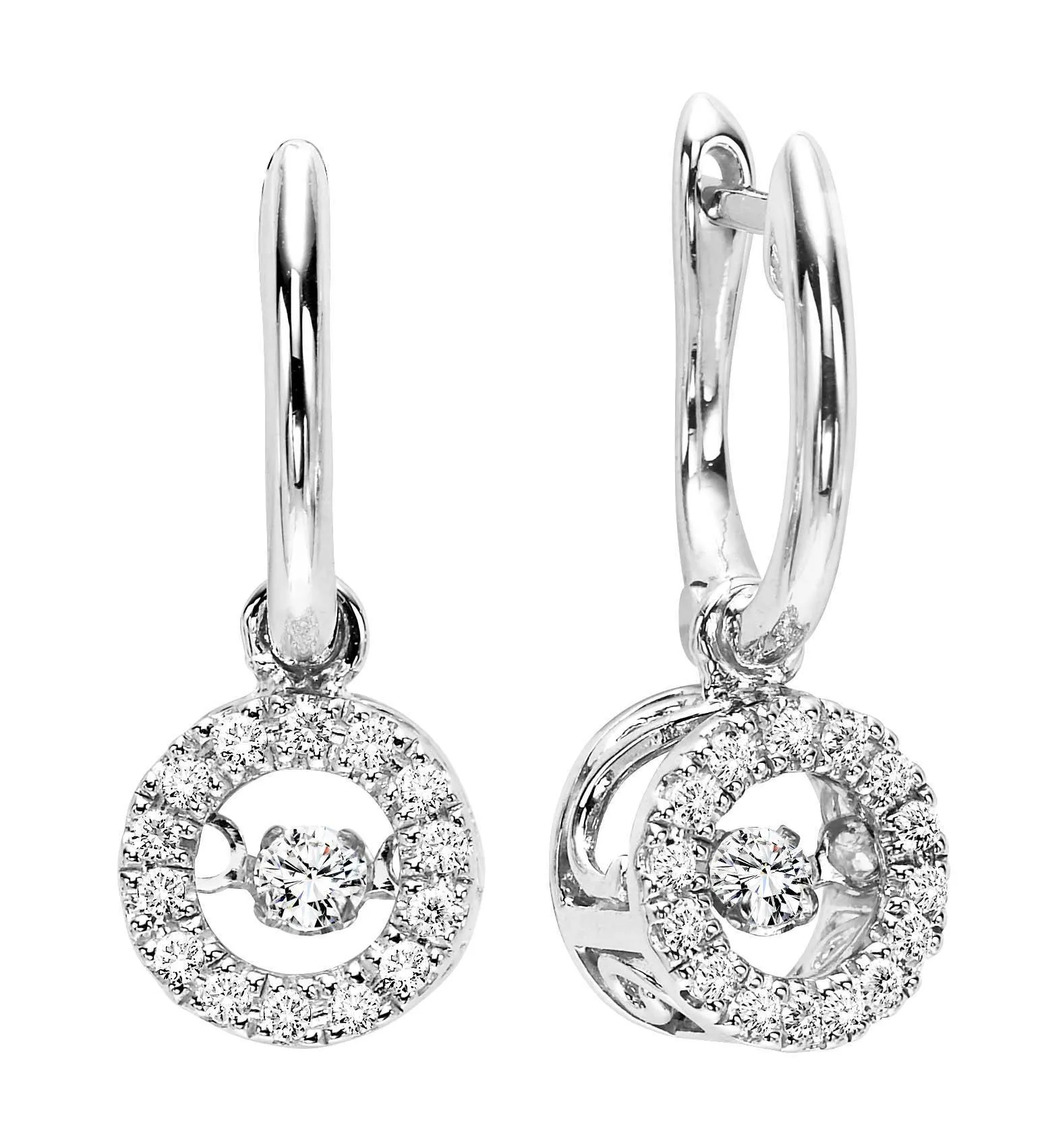 Rhythm Of Love Drop Diamond Earrings 1 Cttw 14K White Gold