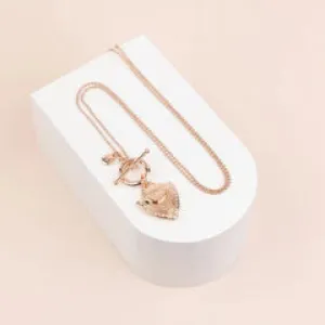 Rose Gold Shield with Toggle Clasp Necklace**