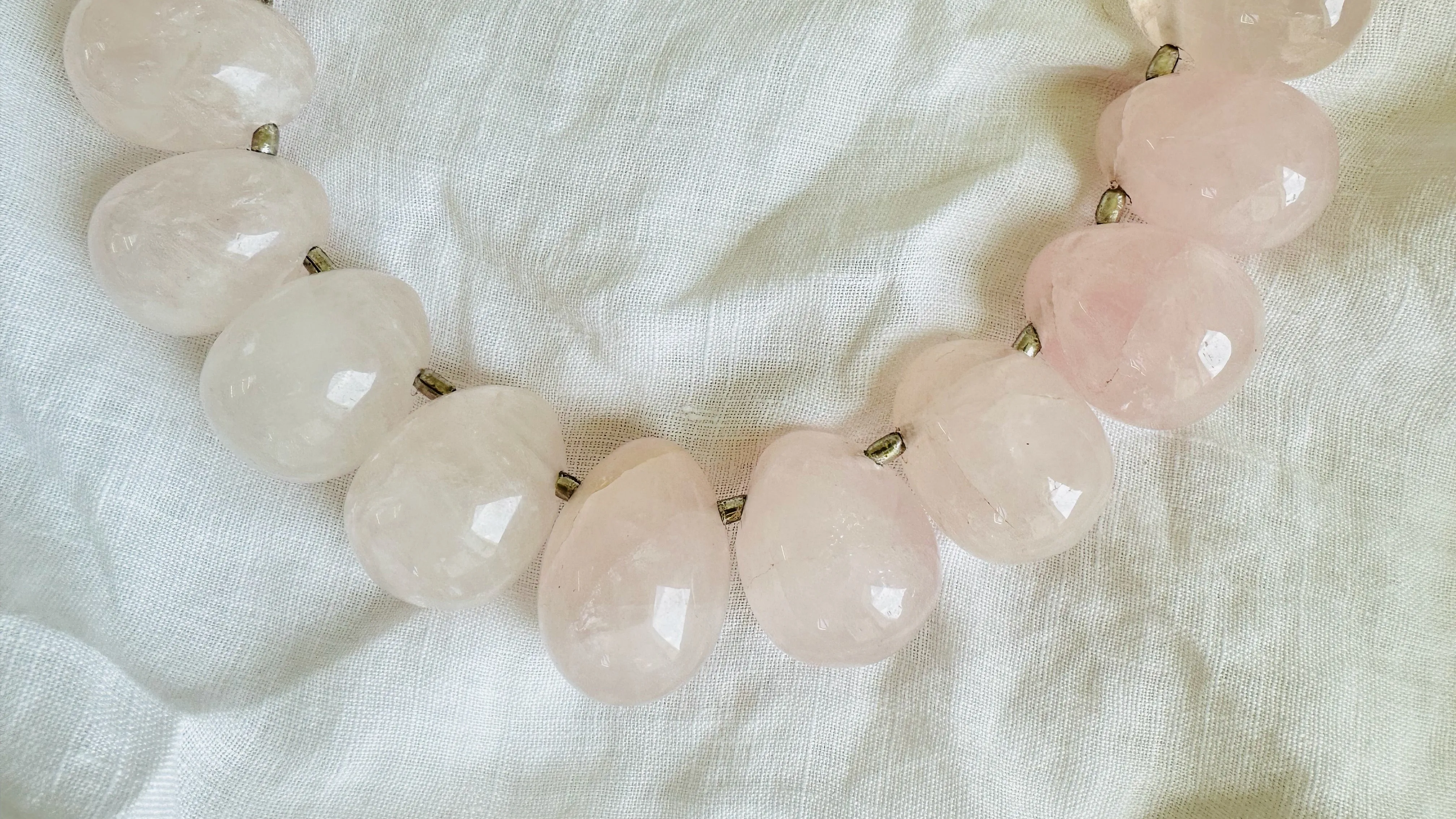 Rose Quartz & Fine Silver Necklace. Heart. 2477