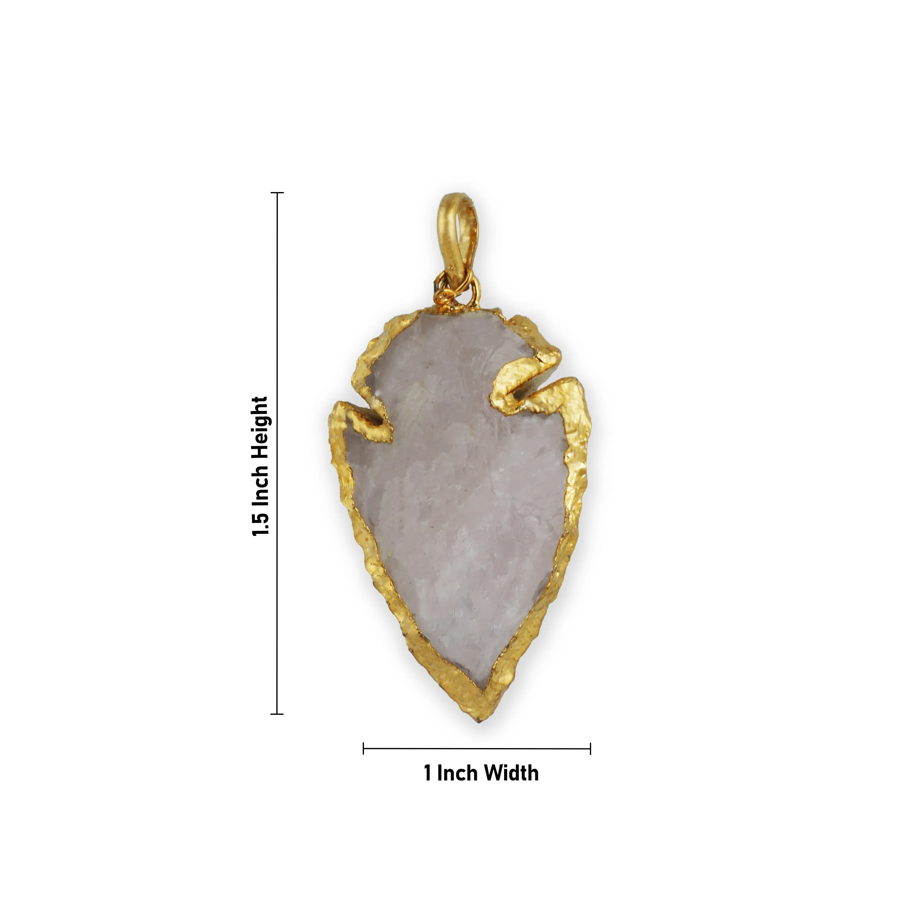 Rose Quartz Arrowhead Pendant - 1.5 x 1 Inches | Semi Precious Stone Locket/ Stone Dollar for Men & Women