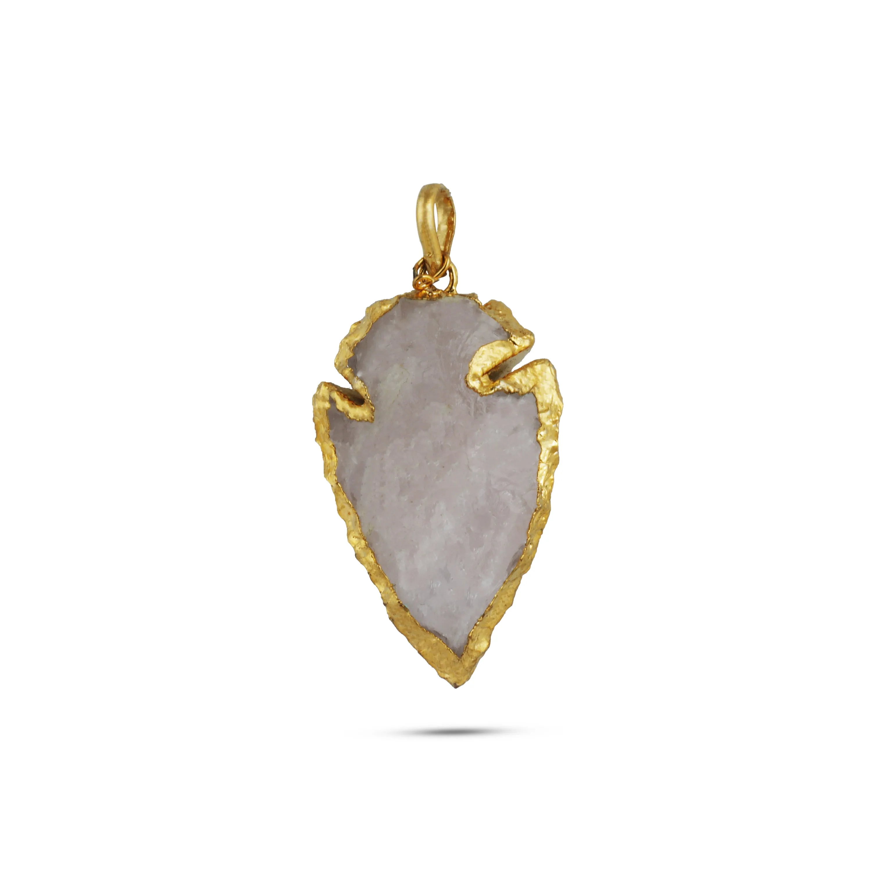 Rose Quartz Arrowhead Pendant - 1.5 x 1 Inches | Semi Precious Stone Locket/ Stone Dollar for Men & Women