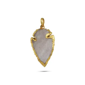 Rose Quartz Arrowhead Pendant - 1.5 x 1 Inches | Semi Precious Stone Locket/ Stone Dollar for Men & Women