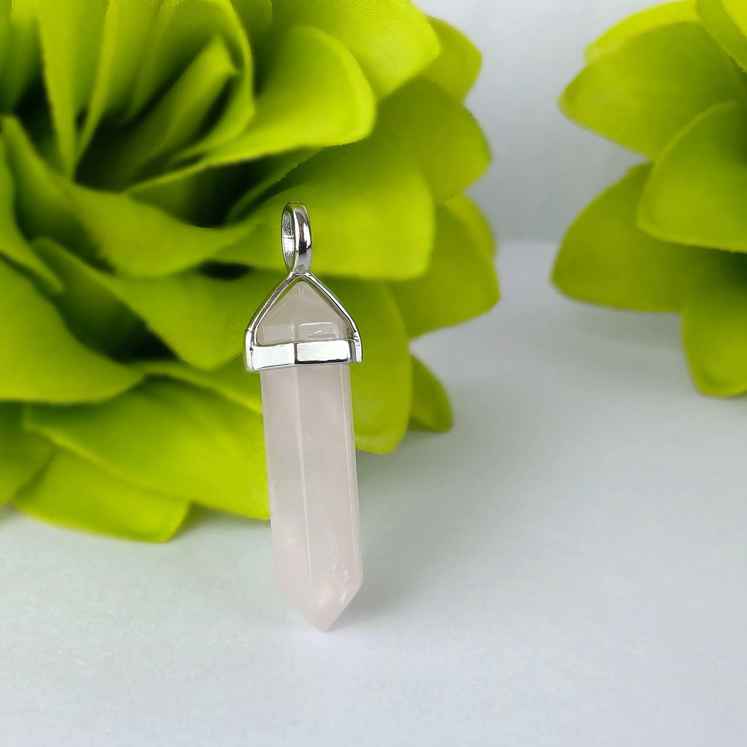 Rose Quartz Crystal Point Pendant - VP279