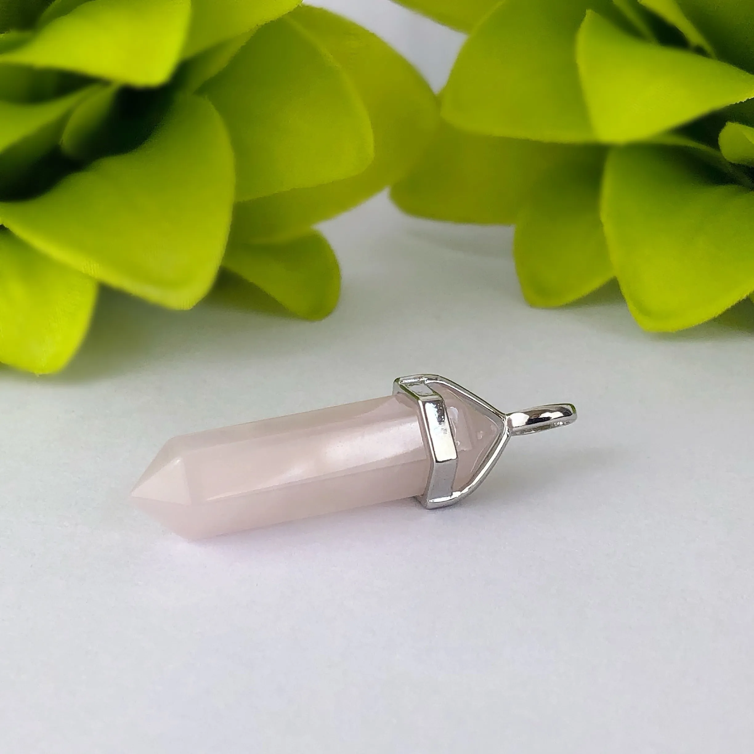Rose Quartz Crystal Point Pendant - VP279
