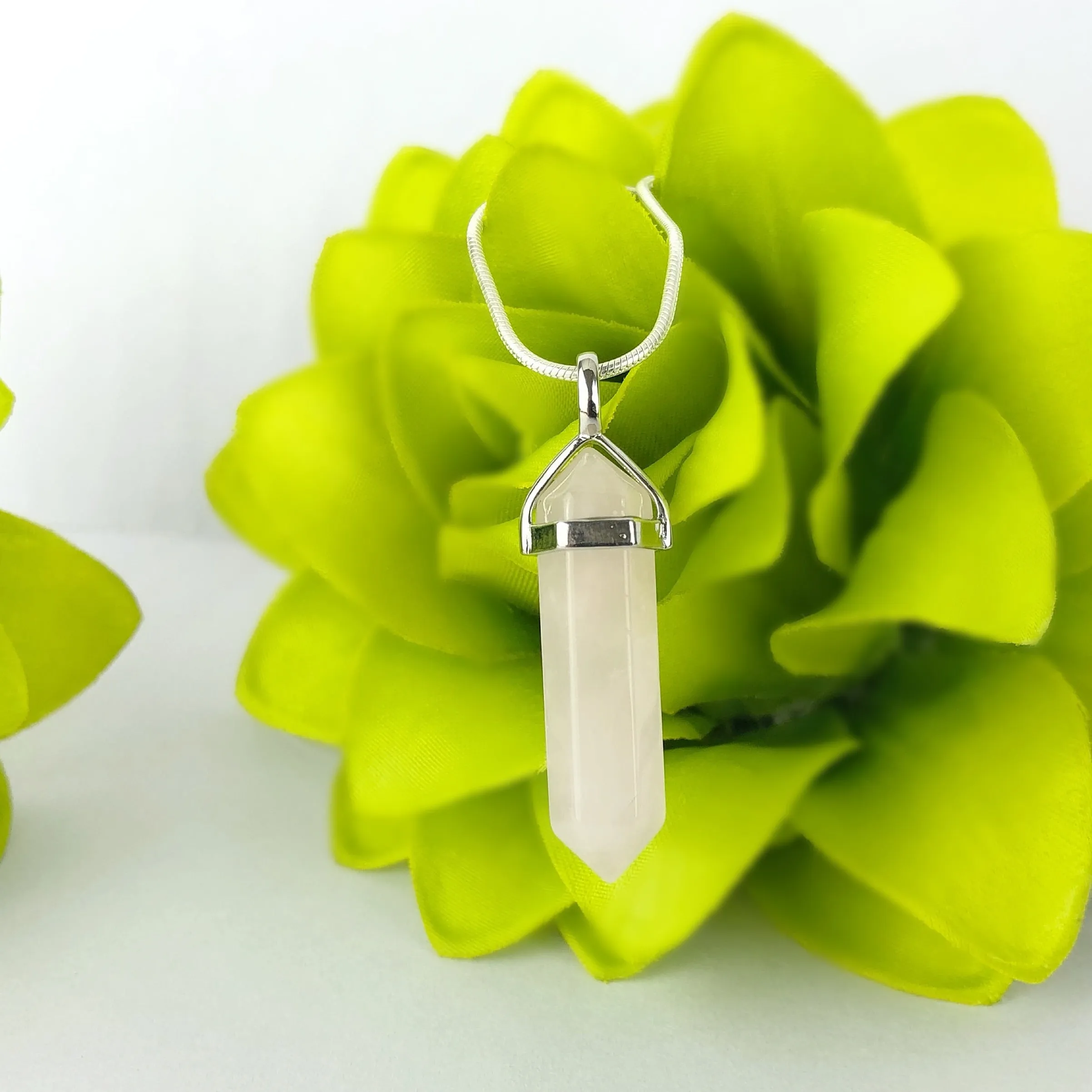 Rose Quartz Crystal Point Pendant - VP279