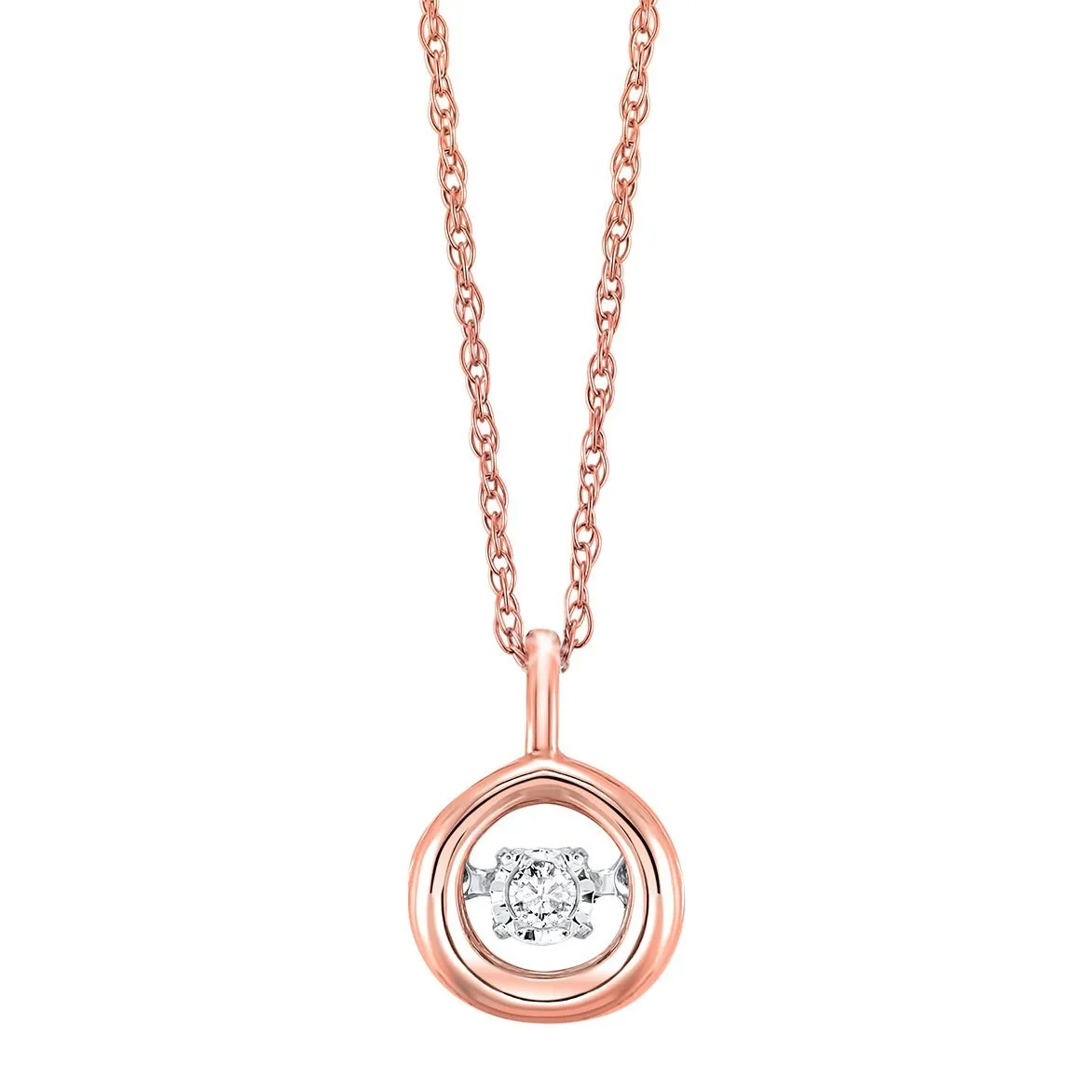 Round Rhythm Of Love Diamond Necklace 10K Rose Gold