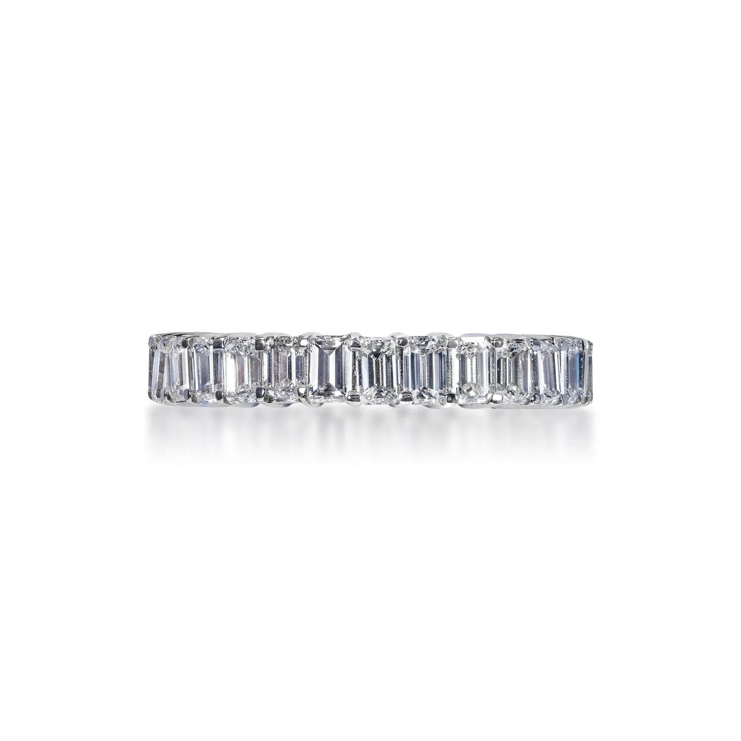 Rylie 4 Carat Emerald Cut Diamond Eternity Ring in 14k White Gold Shared Prong