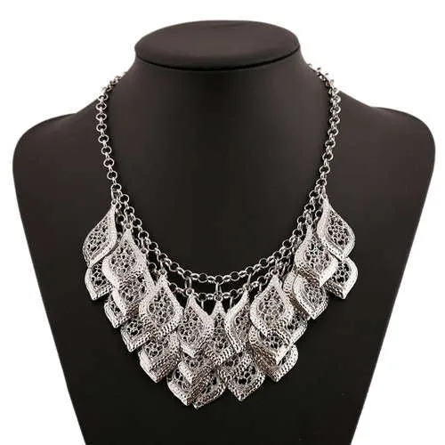 Silver Leaves: Bold Bib Necklace