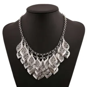 Silver Leaves: Bold Bib Necklace