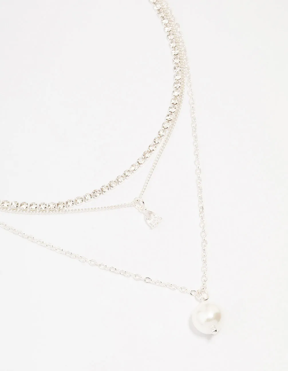 Silver Plated Cupchain Pear & Pearl Necklace
