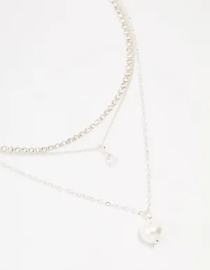 Silver Plated Cupchain Pear & Pearl Necklace