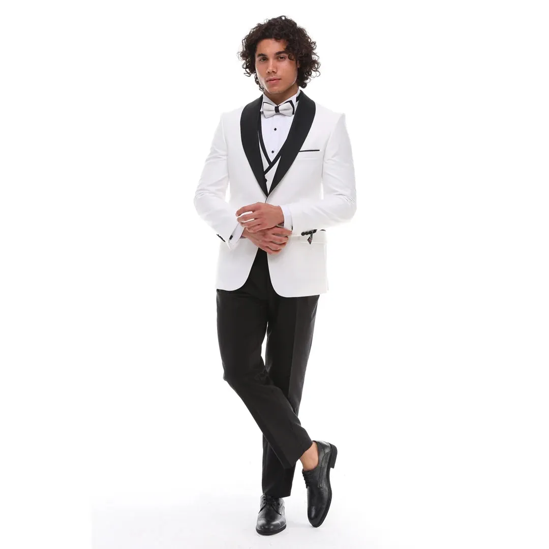 SSW2302 - Men's 3 Piece Shawl Dinner Suit Wedding Prom Tuxedo Double Breasted