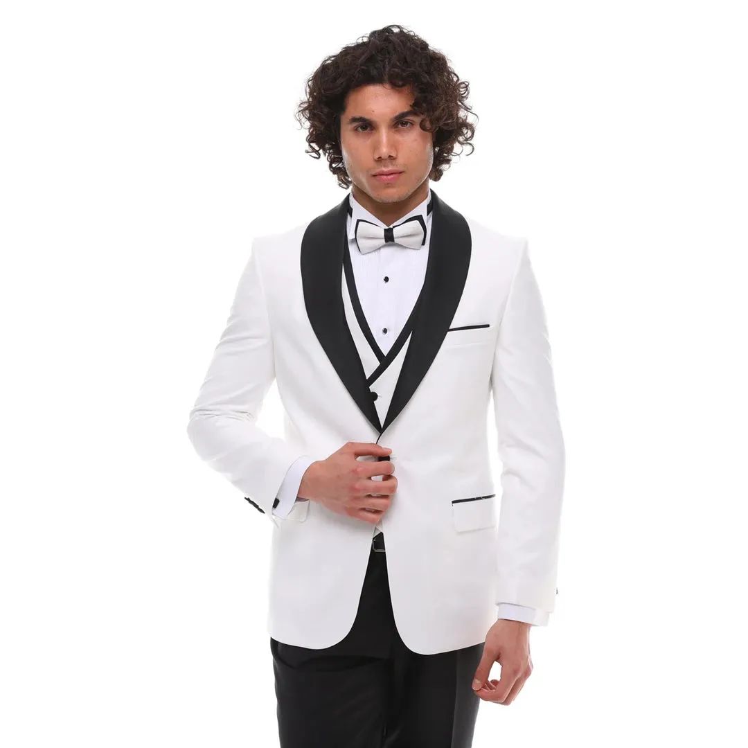 SSW2302 - Men's 3 Piece Shawl Dinner Suit Wedding Prom Tuxedo Double Breasted