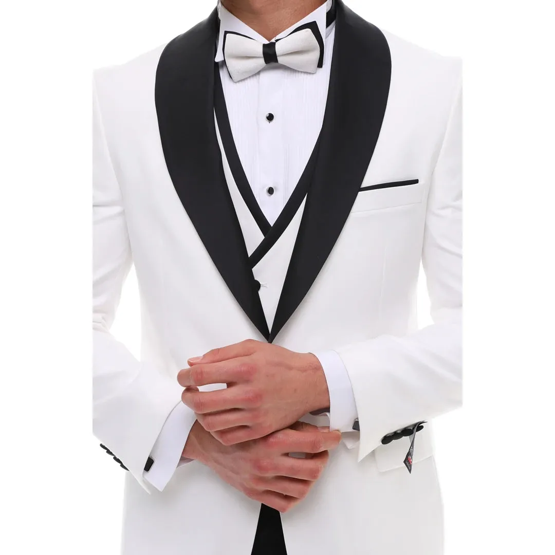 SSW2302 - Men's 3 Piece Shawl Dinner Suit Wedding Prom Tuxedo Double Breasted