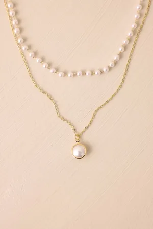Stardust Serenade Ivory Pearl Layered Necklace