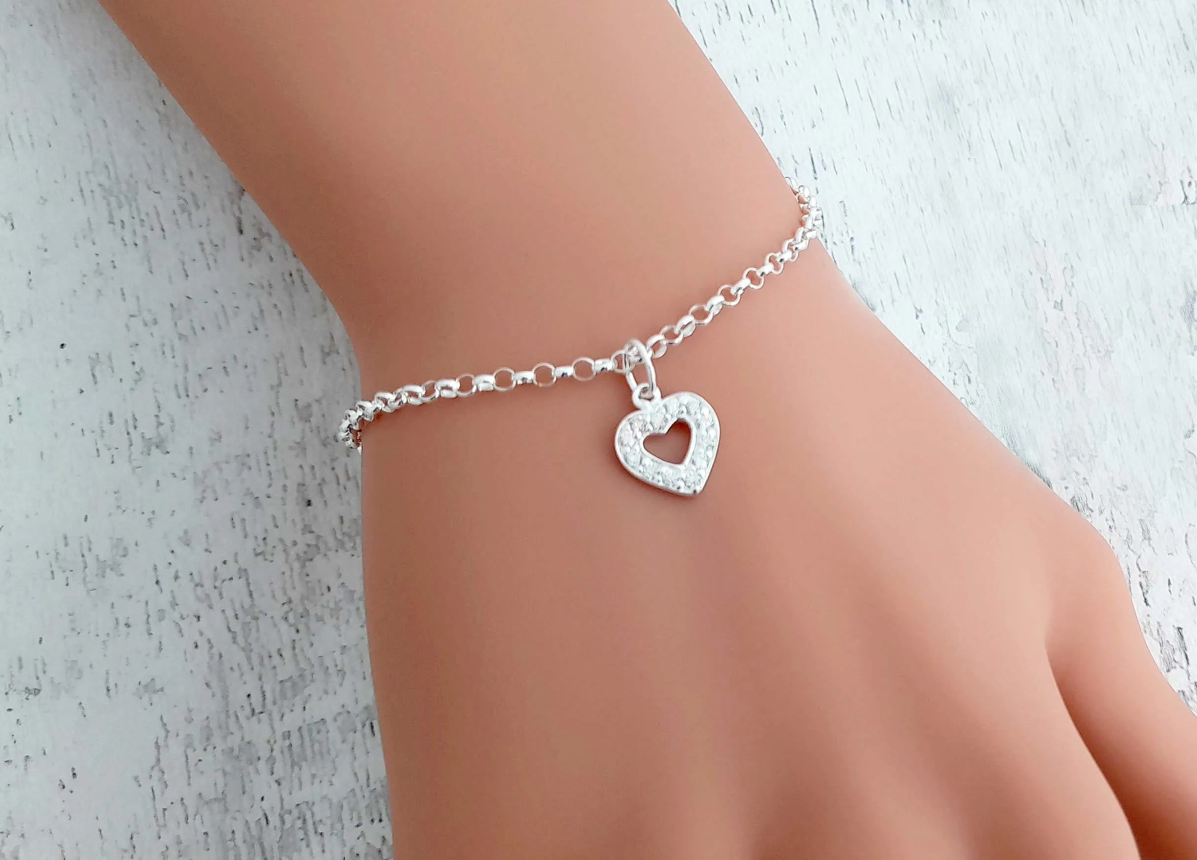 Step Mum of the Groom Heart Bracelet with Cubic Zirconia in Sterling Silver 925, Personalised Jewellery Gift