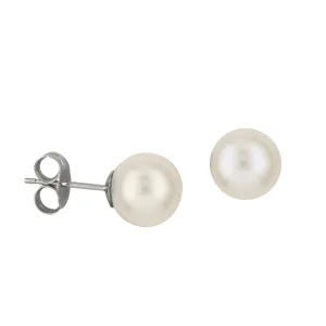 Sterling Silver Round Freshwater Cultured Pearl Studs