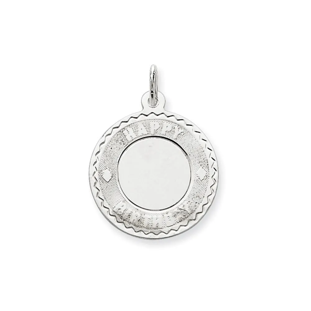 Sterling Silver Solid Happy Birthday Disc Charm