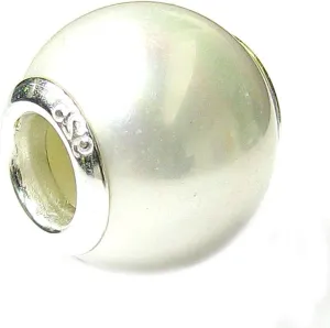 Sterling Silver White Simulated Pearl European Style Bead Charm