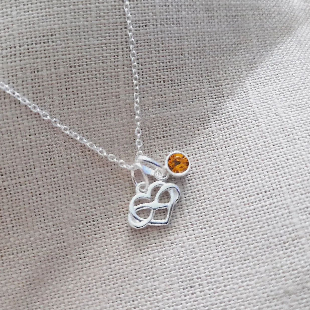 Sweet 16 Infinity Heart Necklace with Birthstone in Sterling Silver 925, Personalised Jewellery Gift