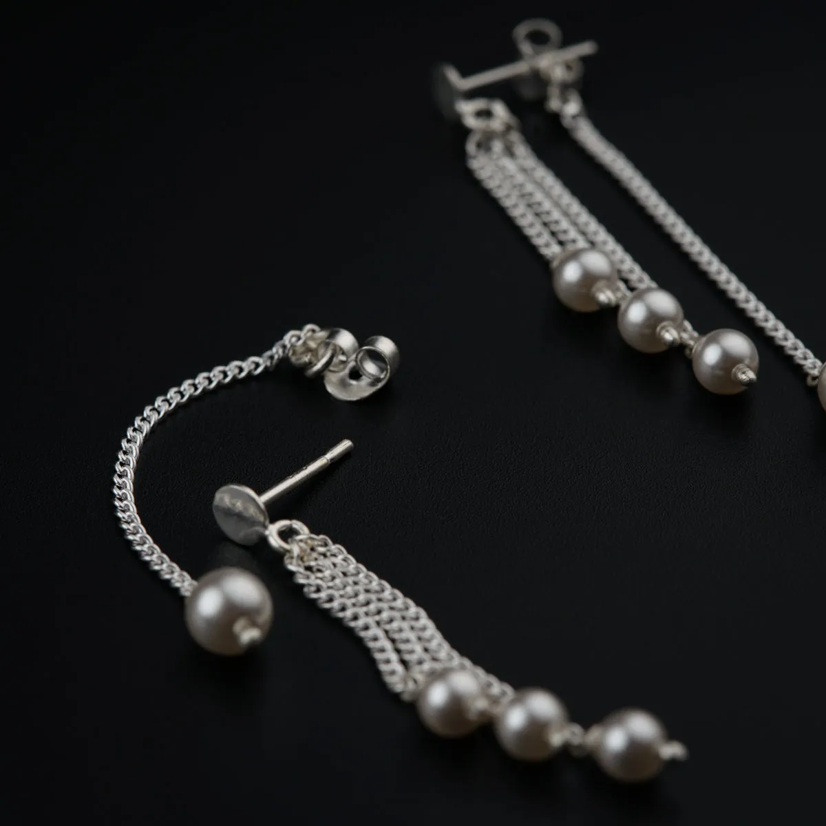 Three Line Pearl Earrings