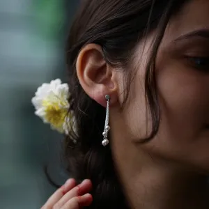 Three Line Pearl Earrings
