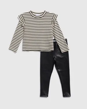Toddler Girls Paris Stripe Legging Set