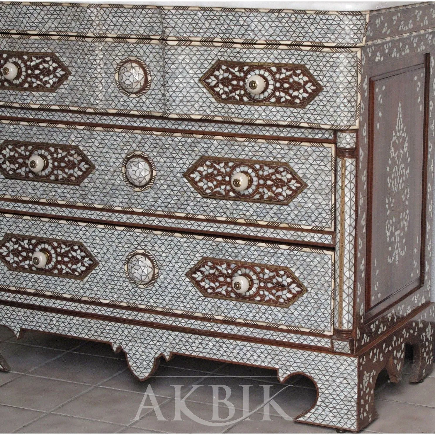 Vineyards Islands Mother of Pearl Syrian Chest of Drawers