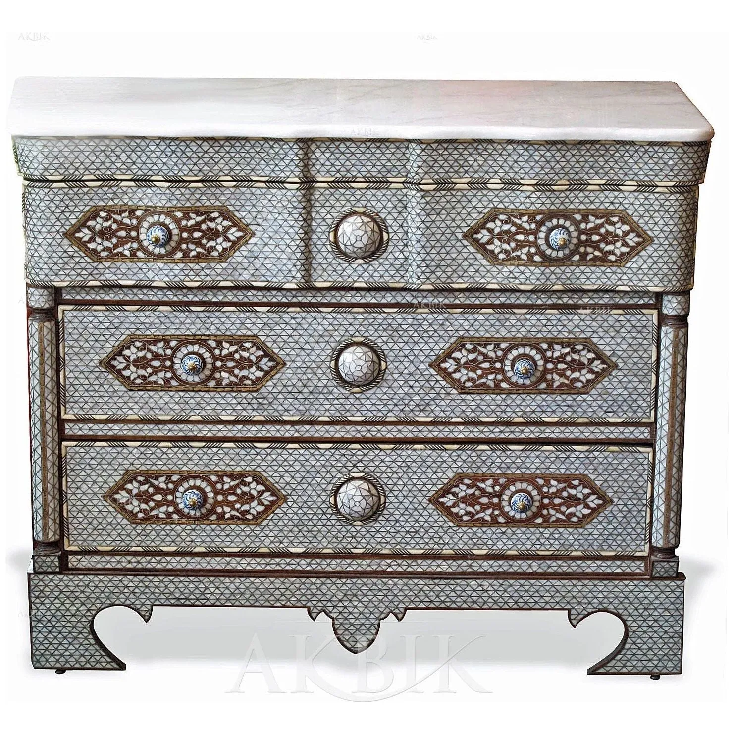 Vineyards Islands Mother of Pearl Syrian Chest of Drawers