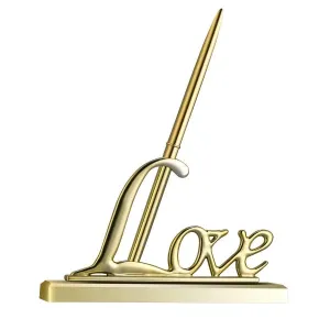 Wedding Signing Pen with LOVE Holder - Gold (Style 2)