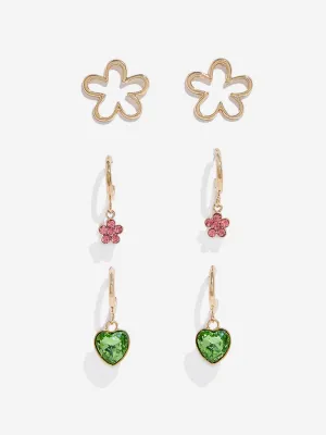Westside Accessories Gold Diamante Earrings - Pack of 3