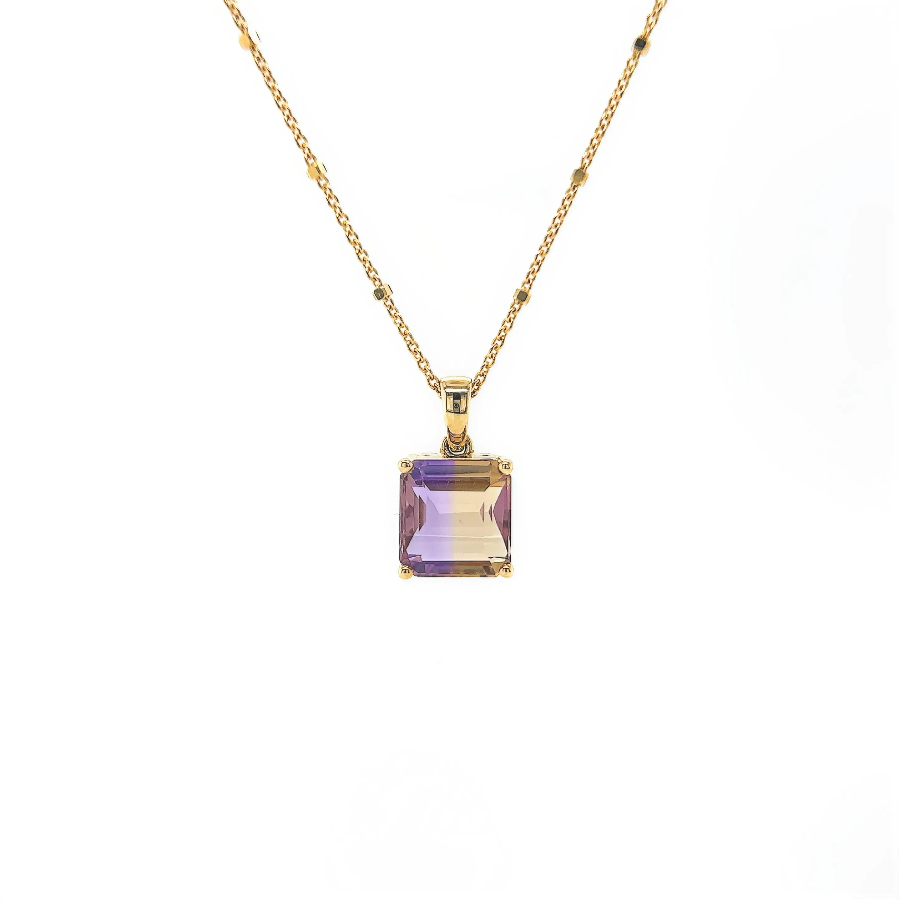 Yellow Gold Ametrine Claw Set Pendant
