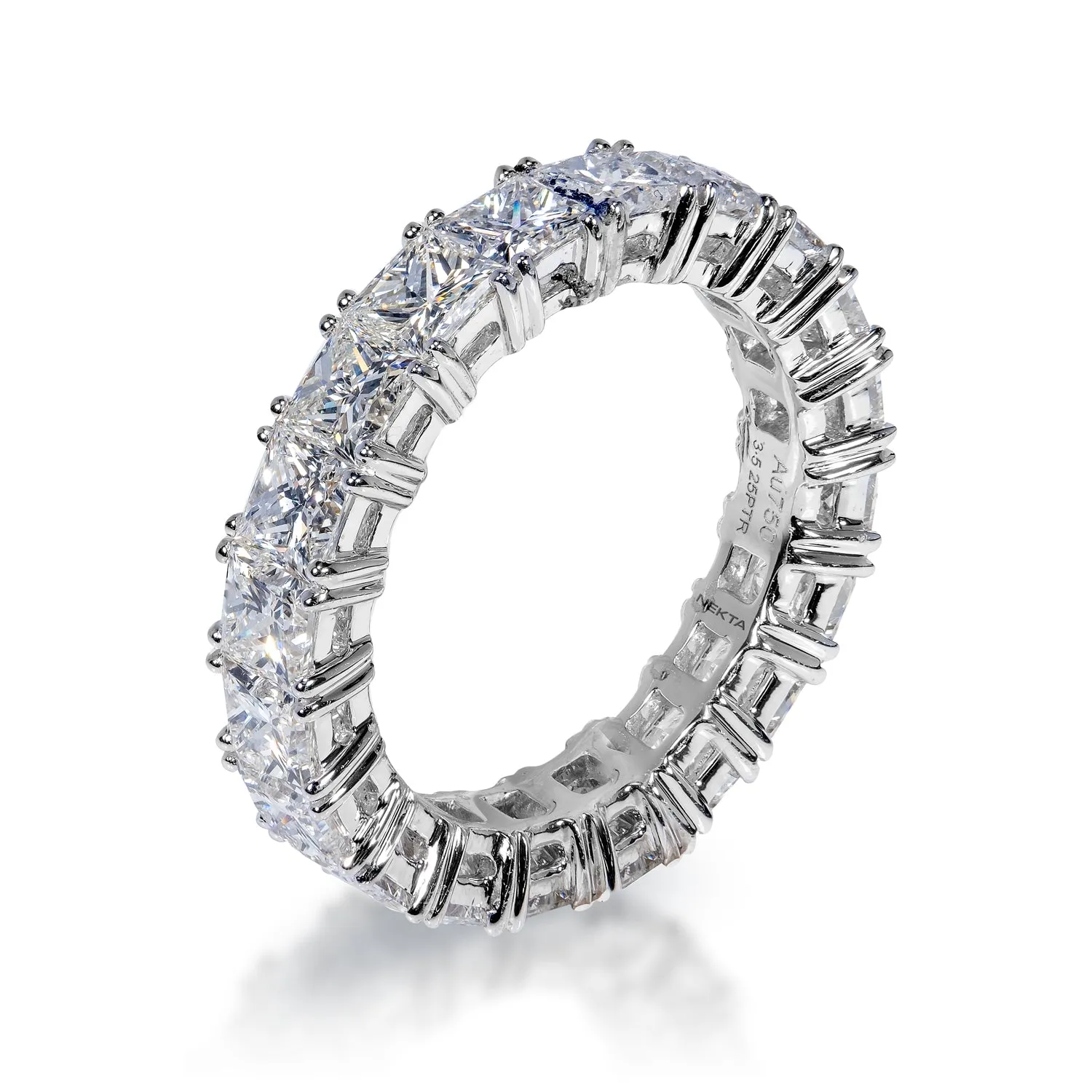 Zahra 5 Carat Princess Cut Diamond Eternity Band in 18k White Gold Shared Prong